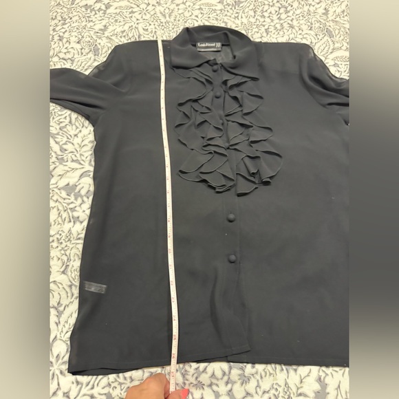 Louis Feraud stunning Black Sheer Ruffled Blouse size 6 - Picture 10 of 13
